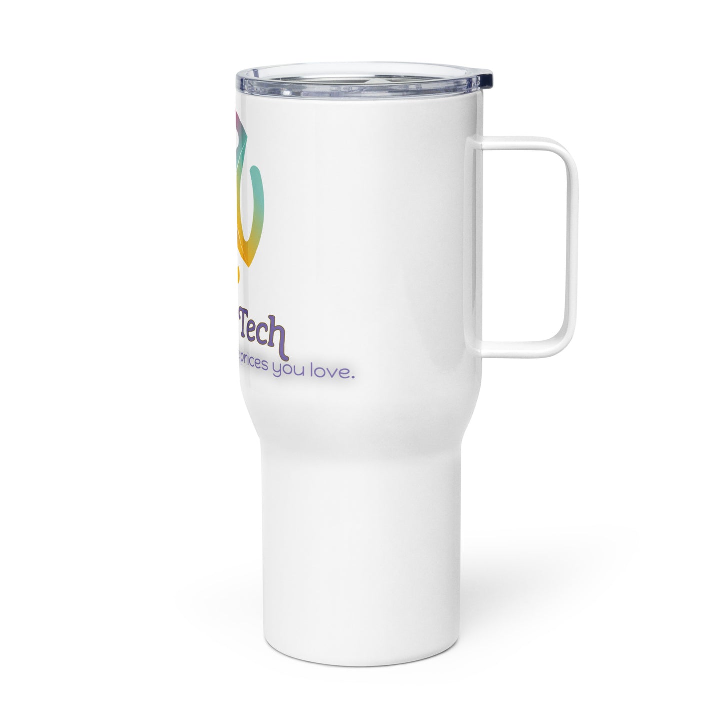 Travel mug with a handle